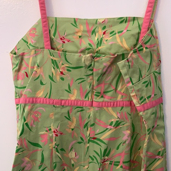 Light Green and Pink Floral Dress - Picture 3 of 4